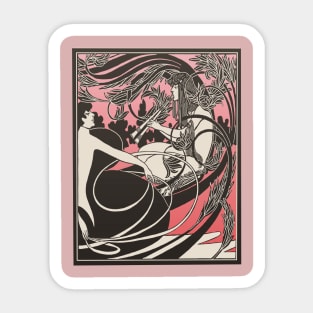 Flute Lady (black on pink) Sticker